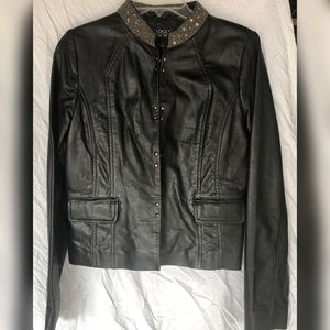 Badgley Mischka Leather Cropped  Jacket Black  M